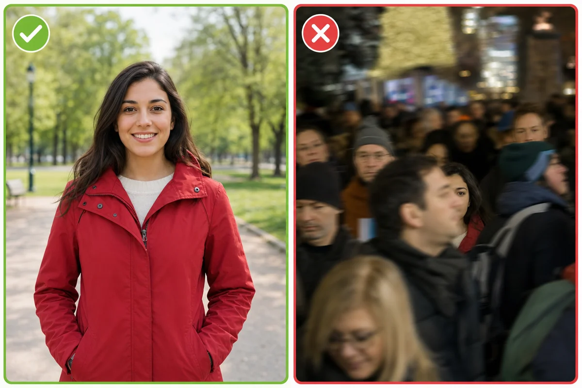 Comparison of a clear source photo and a difficult photo for AI animation