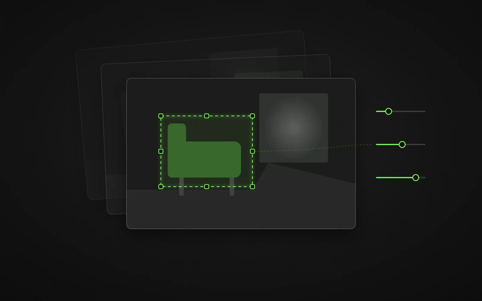 Editorial illustration of image layers and a focused adjustment area